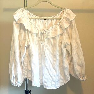 FREE PEOPLE Chic White Ruffled Blouse